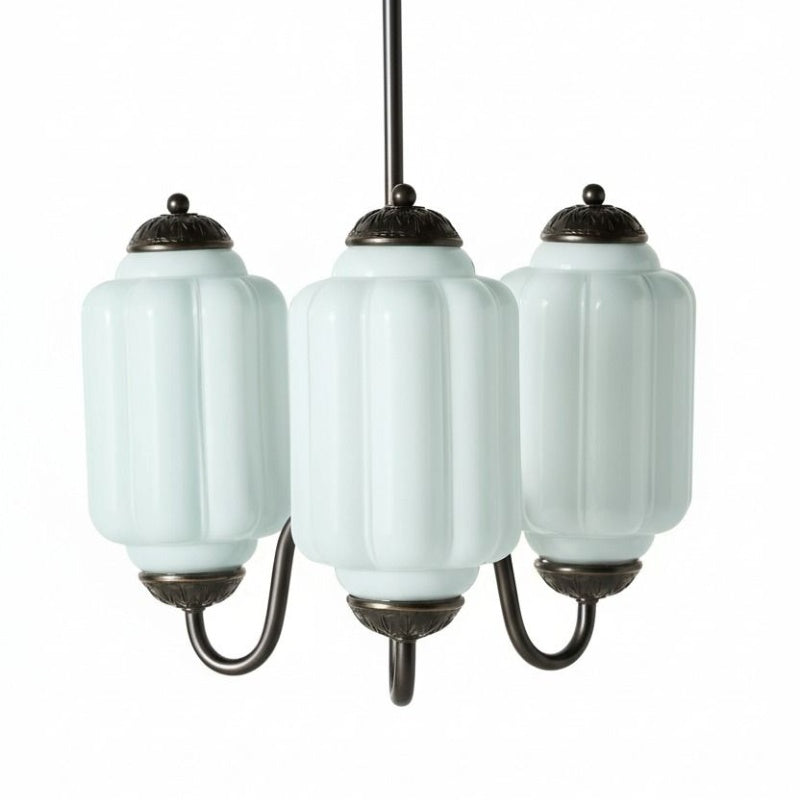 Eloise Vintage Chandelier - Milk Glass 3-Head Lamp for Bedroom