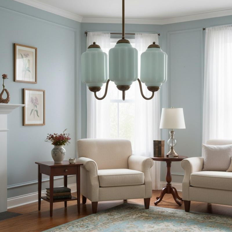 Eloise Vintage Chandelier - Milk Glass 3-Head Lamp for Bedroom
