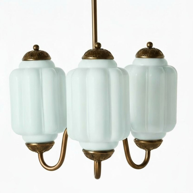 Eloise Vintage Chandelier - Milk Glass 3-Head Lamp for Bedroom