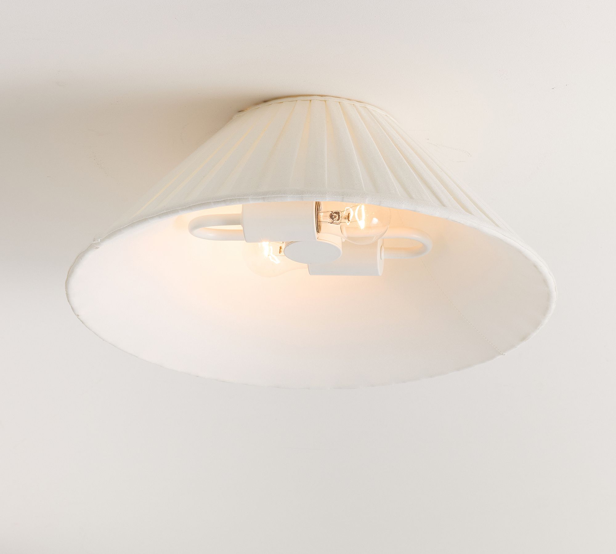 Luvora Pleated Shade Flush Mount - Fabric Round Design for Low Ceilings