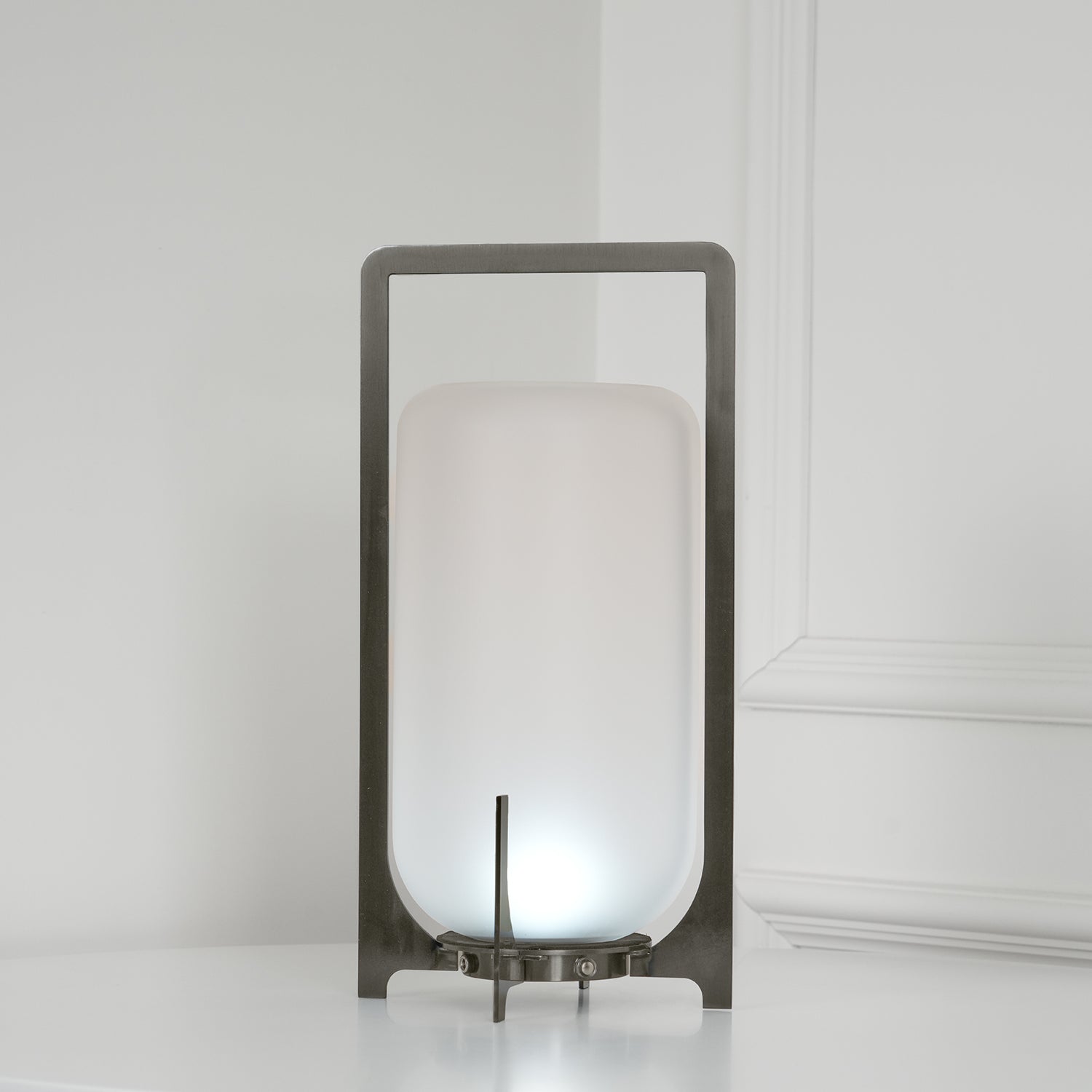 Lantern Table Lamp - Steel Modern Light for Bedroom & Living Room