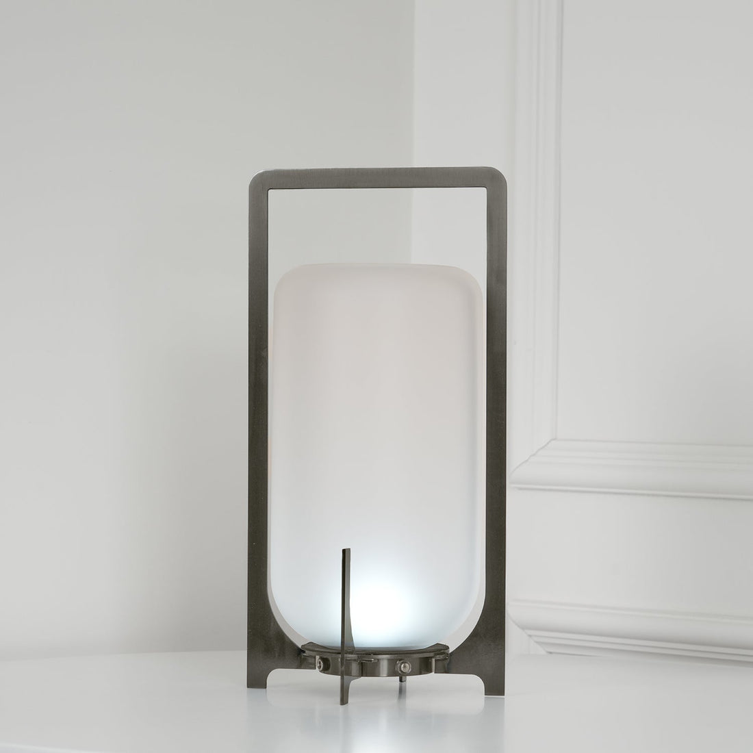 Lantern Table Lamp - Steel Modern Light for Bedroom & Living Room