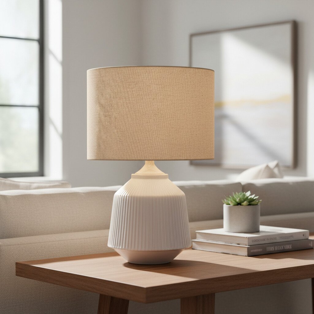 Ceruna Ripple Ceramic Table Lamp – Modern Design Minimalist Style Lighting Perfect for Living Room Bedroom Office