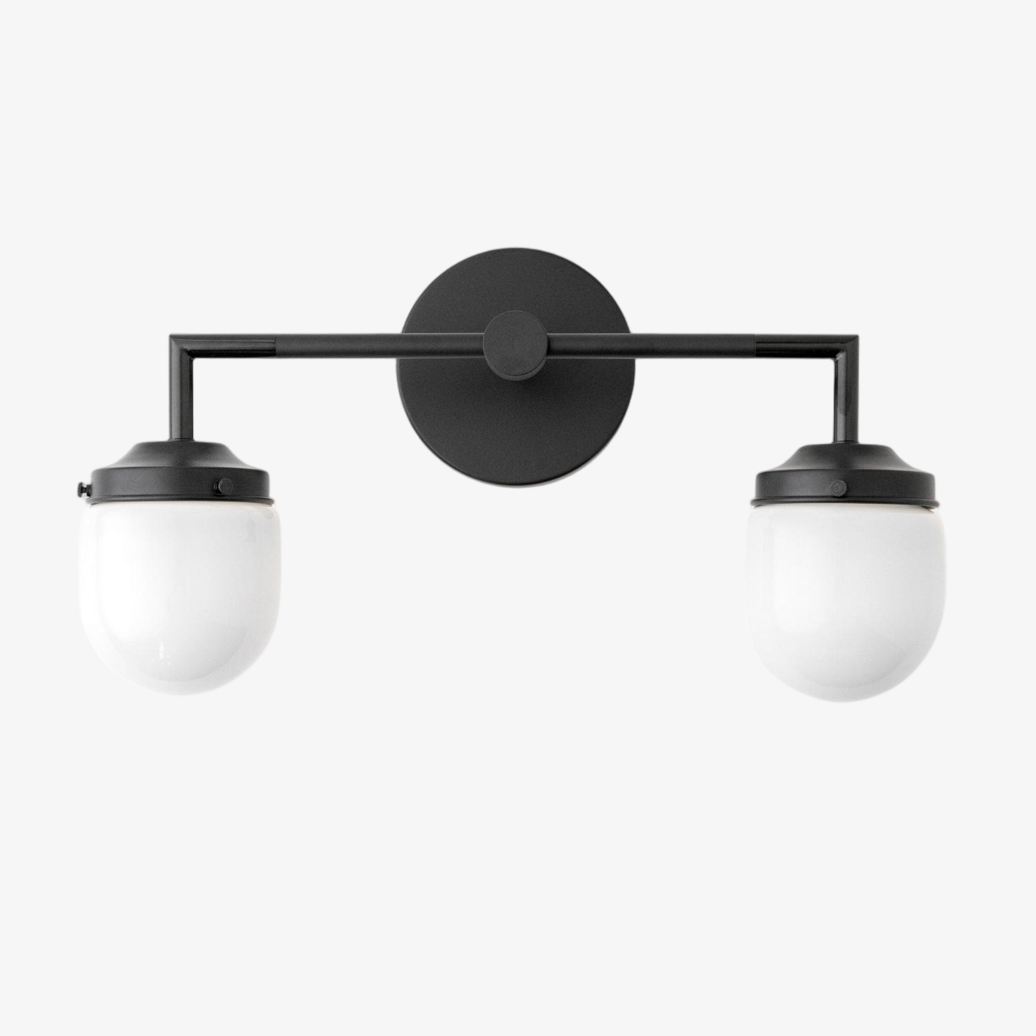 Doppelte Waschtischleuchte aus Opalglas – Doppelte Wandbeleuchtung für Badezimmer im Vintage-Stil