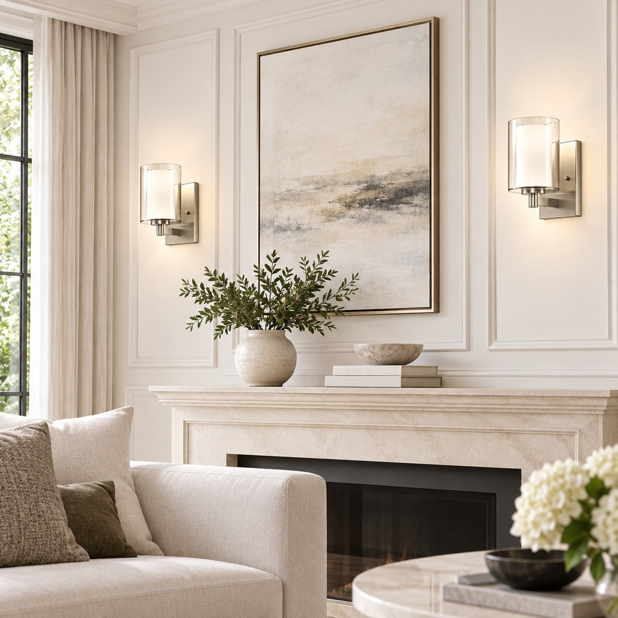 Modern Double Glass Wall Sconces Set of 2