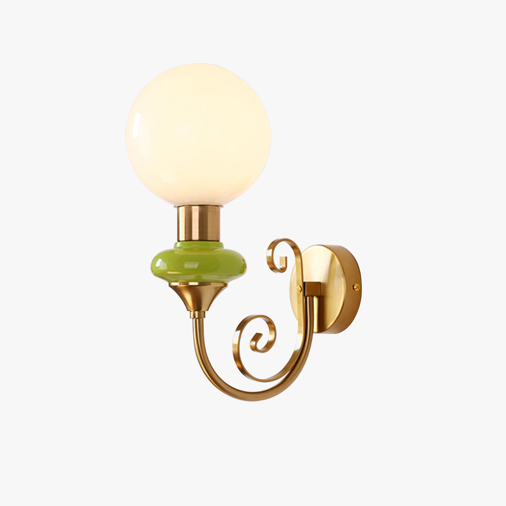 Retro Glass Wall Lamp - Single Ball Light French Style for Hallway