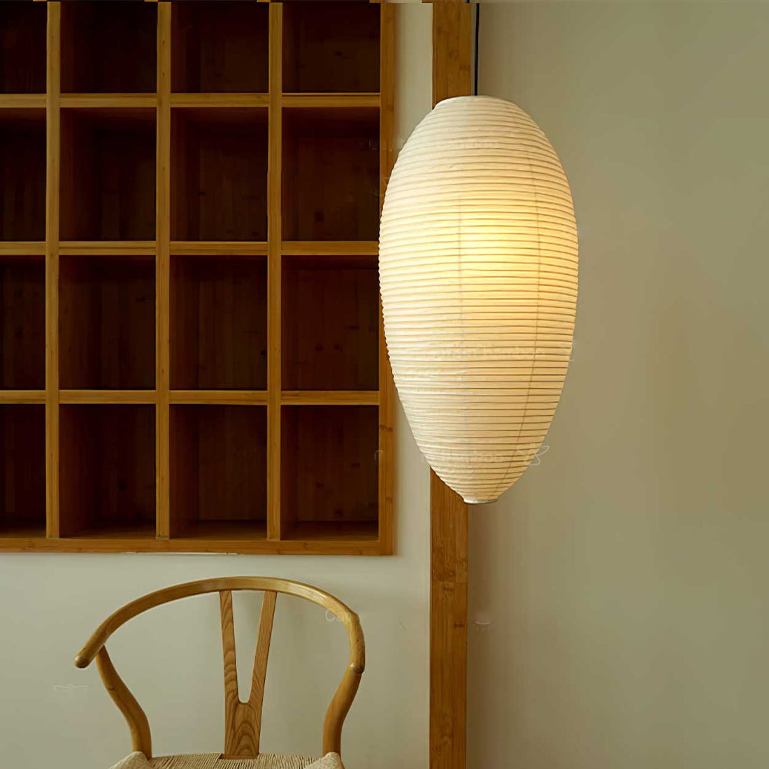 Washi-Papier-Pendelleuchte – Warmes Kastanienlicht für elegante Innenräume