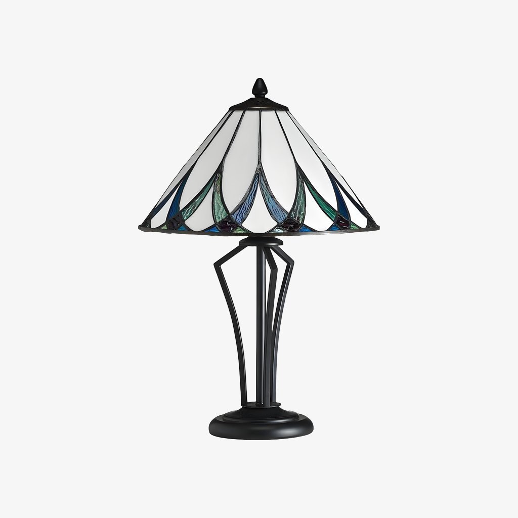 TF Allanton Water Ripple Glass Table Lamp - Classic Style for Living Room, Bedroom or Study
