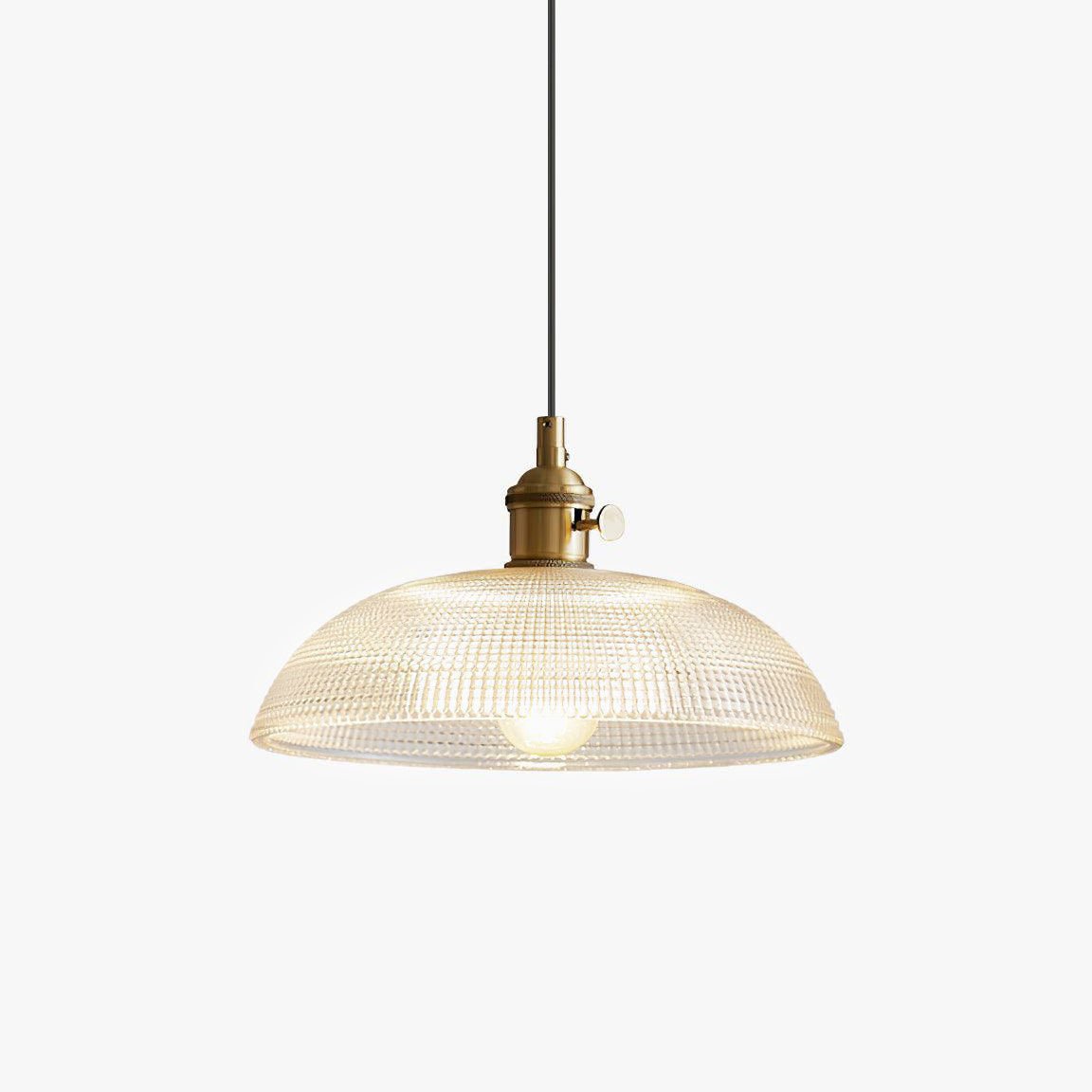 Polished Brass Domed Glass Plug-In Pendant