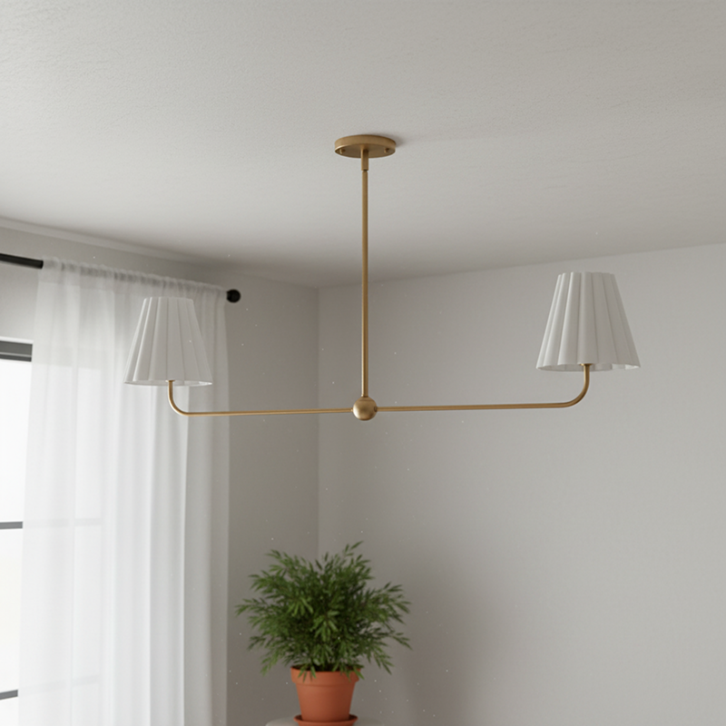 Ruffmeto Ruffled Shade Metal Frame Chandelier for Dining, Entry and Living Room