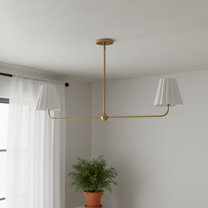 Ruffmeto Ruffled Shade Metal Frame Chandelier for Dining, Entry and Living Room