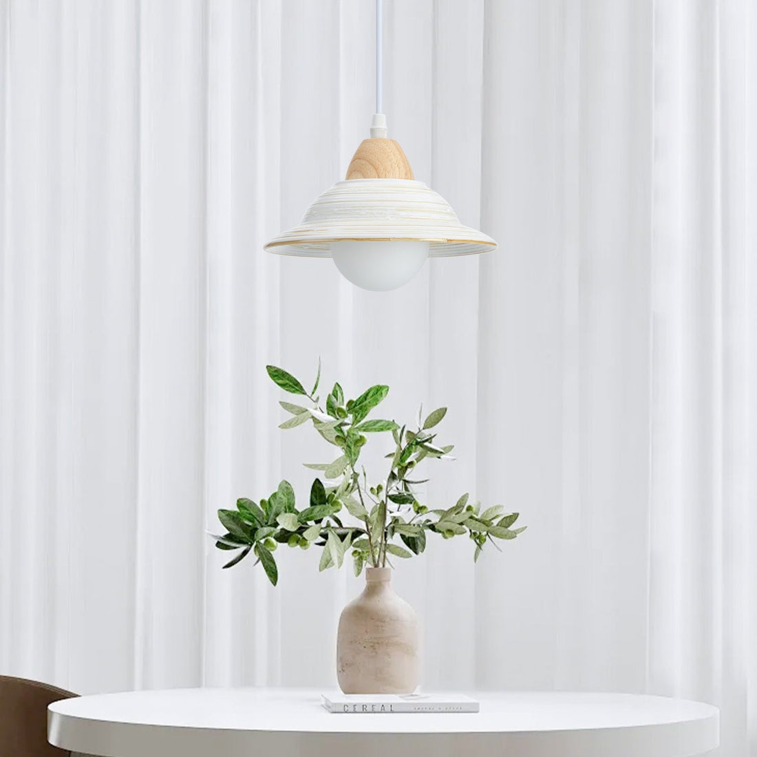 White Ceramic Pendant Light - Creative Milky Hat Design for Interiors