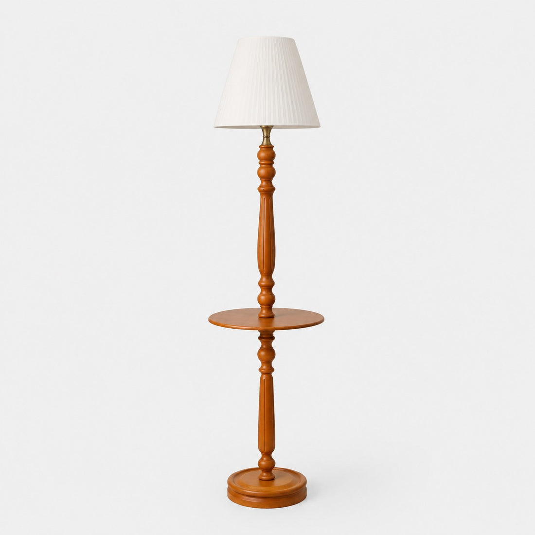 Vintage Solid Wood Floor Lamp with Optional Side Table