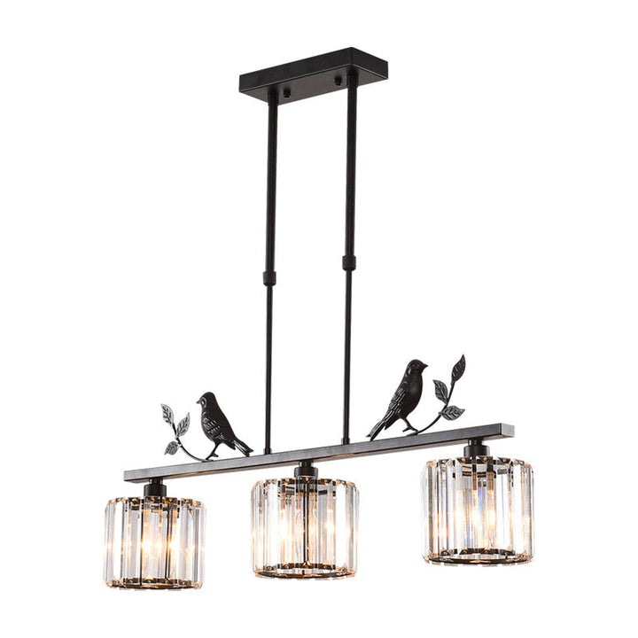 Crystal Island Pendant Light - Multi-Head Bird Theme Luxe Design