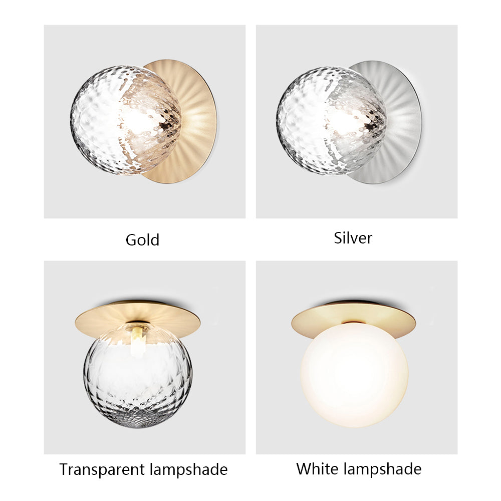 Glass Orb Ceiling Light - Modern Metal Ball Ceiling Lamp for Hallway