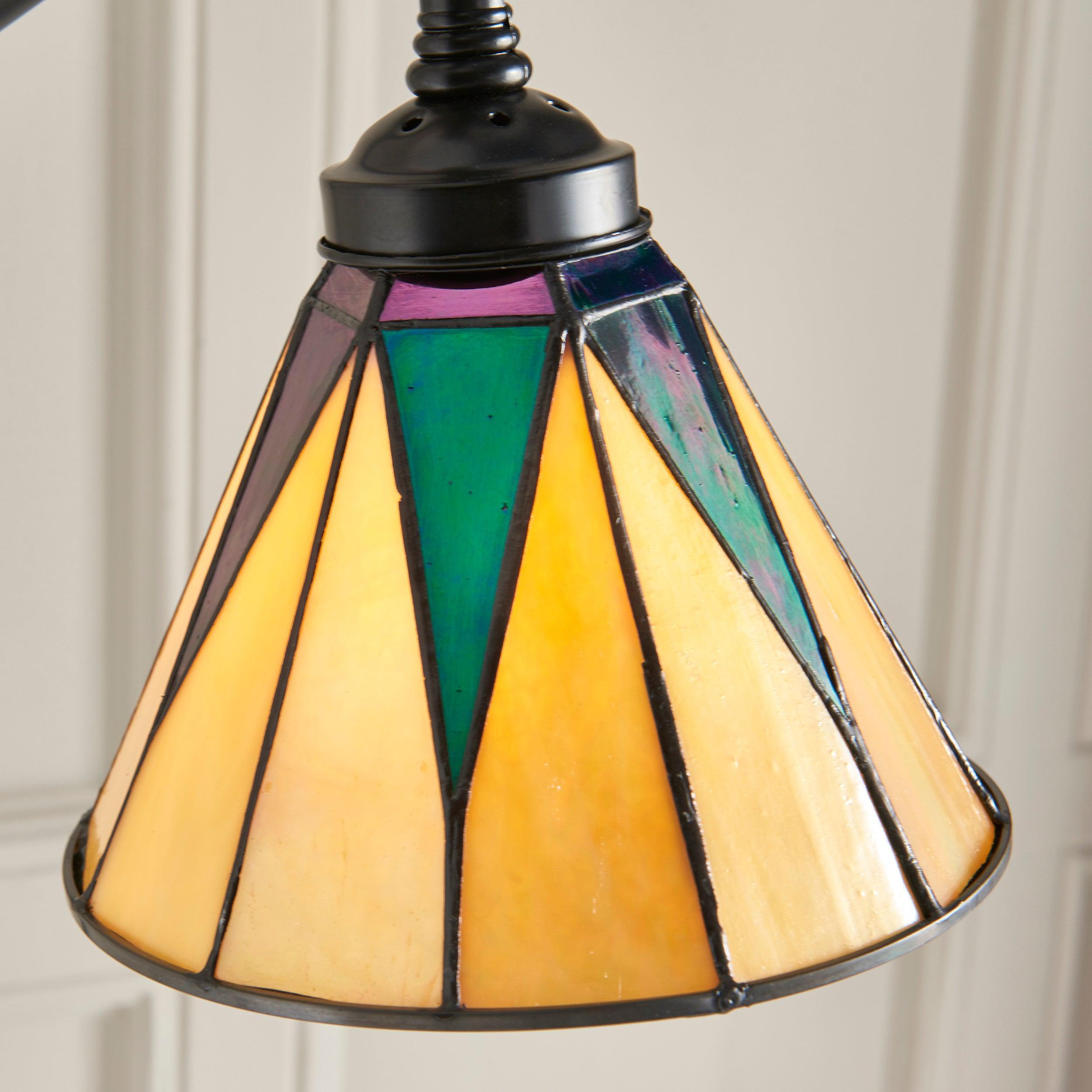 TF Dark Star Tiffany Task Floor Lamp – Art Deco Stained-Glass Floor Light for Living Room