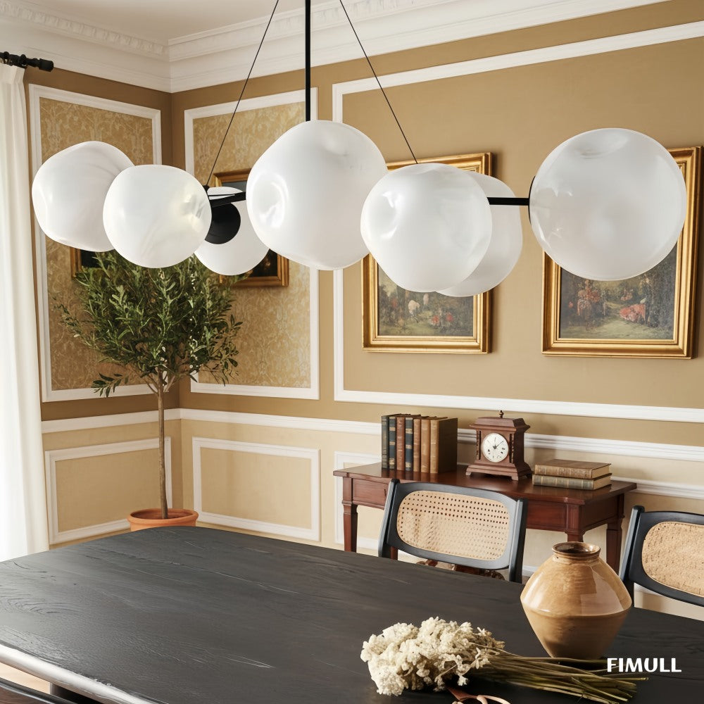 Pawrior Mehrköpfiger Kugel-Kronleuchter aus organischem Glas – Modernes Zweiglicht im Wolkendesign