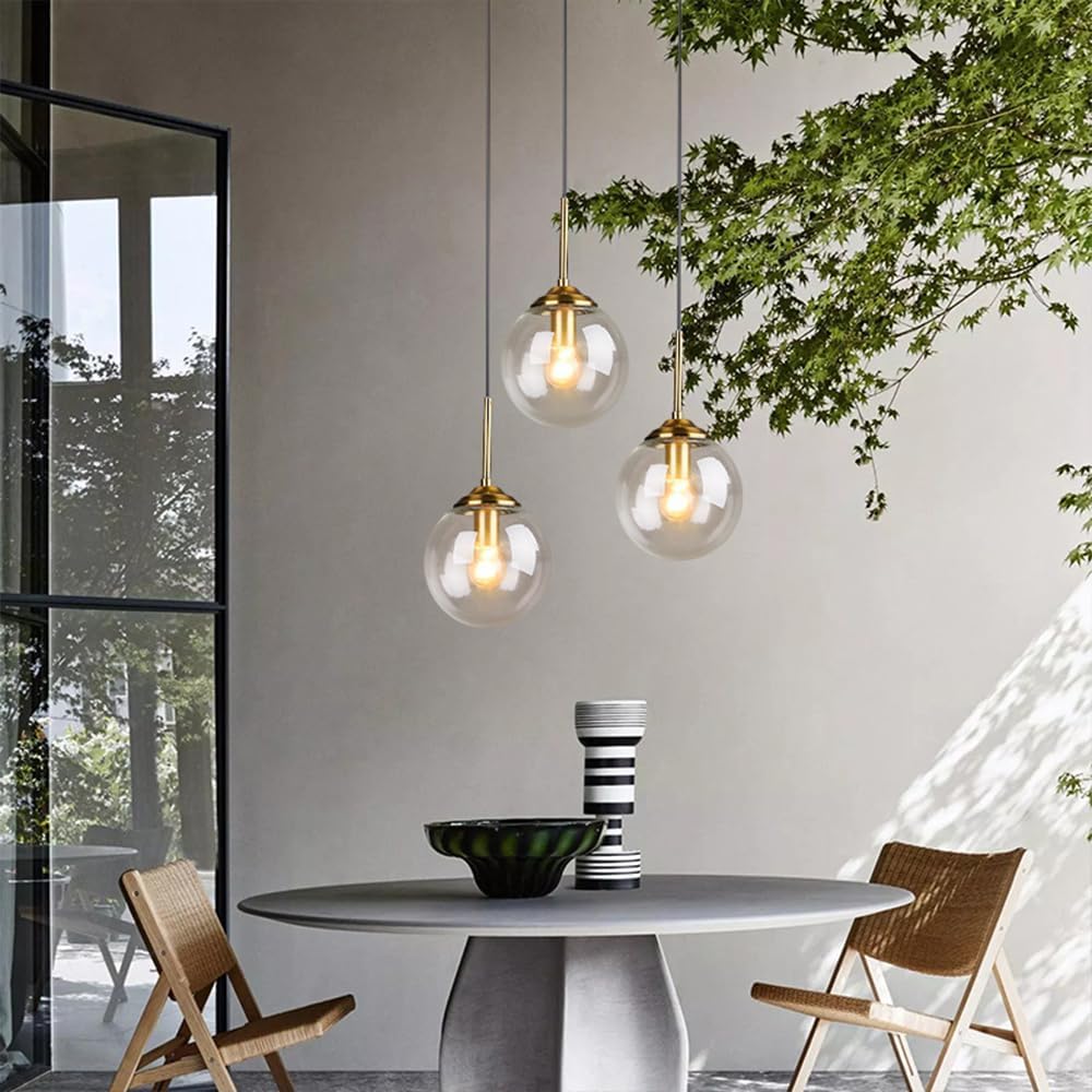 Glass Orb Pendant Light -  Industrial Ball Metal Lamp For Living Room