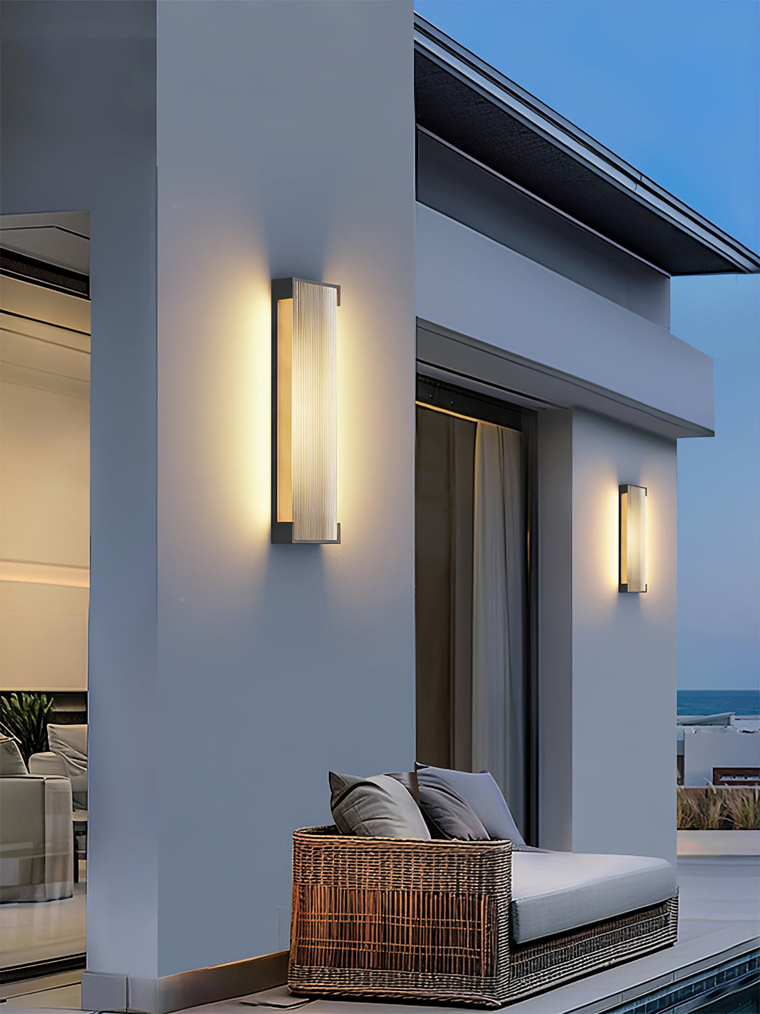 Rechteckige Außenwandleuchte - Moderne schwarze Lampe für Veranda &amp; Garten