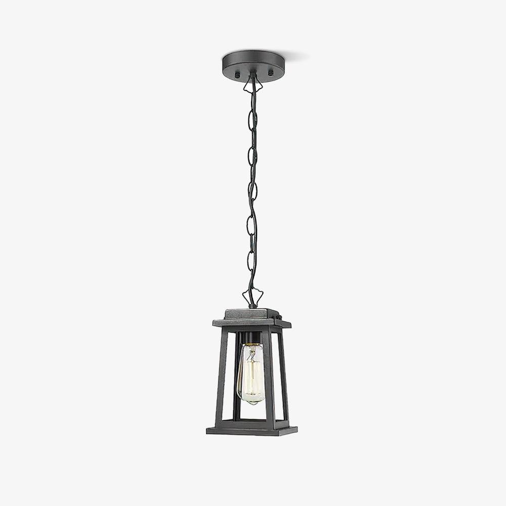 Outdoor Lantern Pendant Lamp -Timeless Design - Black Metal & Glass