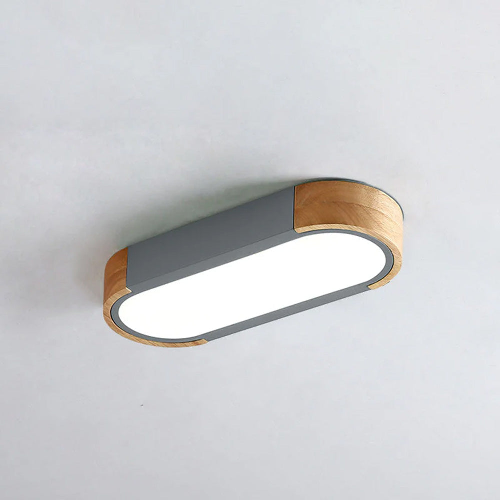 Minimalist Hallway Ceiling Light – Wood & Metal Modern Fixture