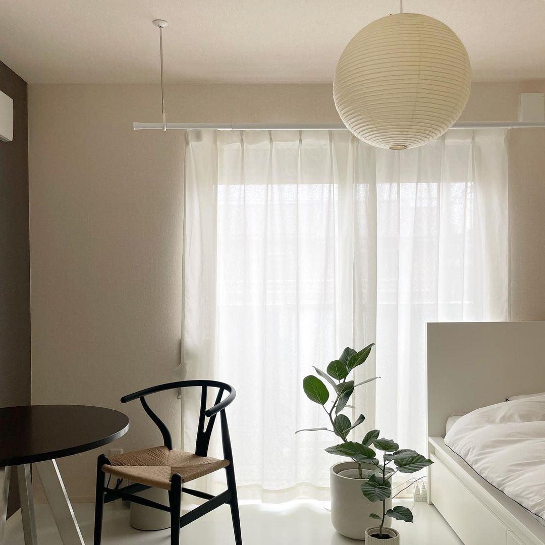 Washi Paper Round Pendant Lamp – Minimalist Lighting for Living Room