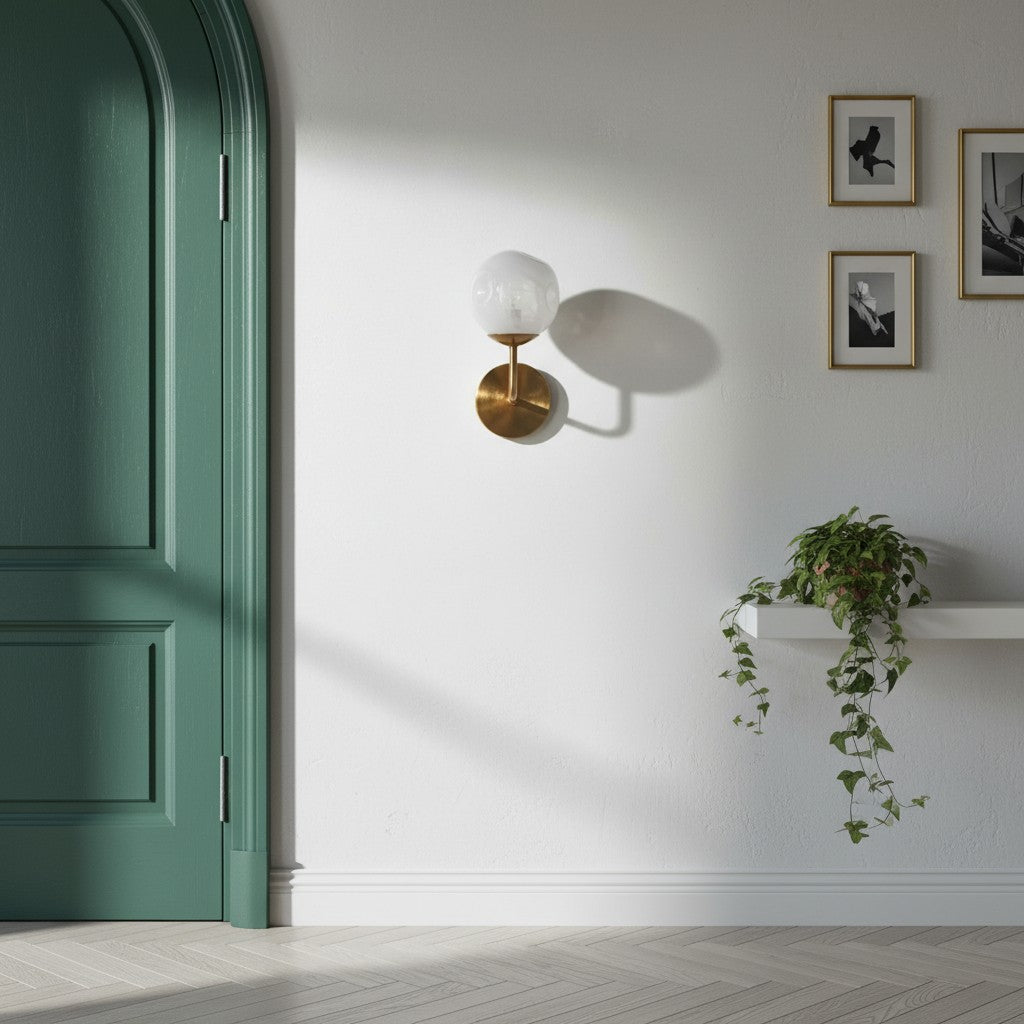 Modo Sculpted Glass Wall Sconce – Modern Diffused-Light Lamp for Entryways