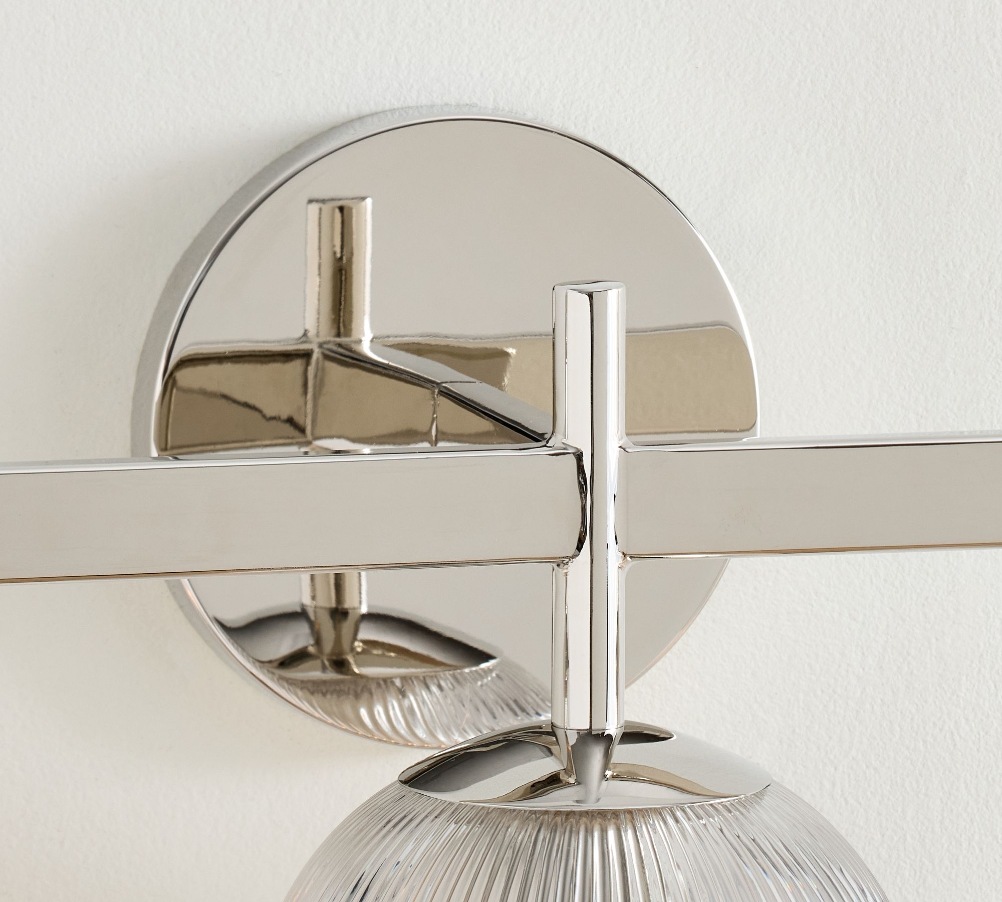 Bravira Ribbed Glass Sconce - Metal Wall Light with Clear Glass Shade