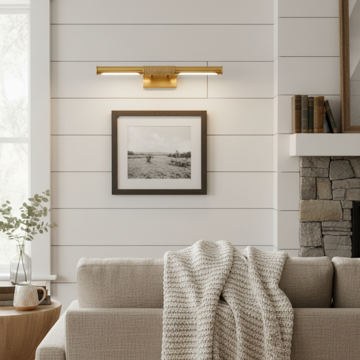 Aurix Picture Light – Slim Wrapped‑Center Bar Design Metal Finish Wall Lamp for Gallery & Hallway
