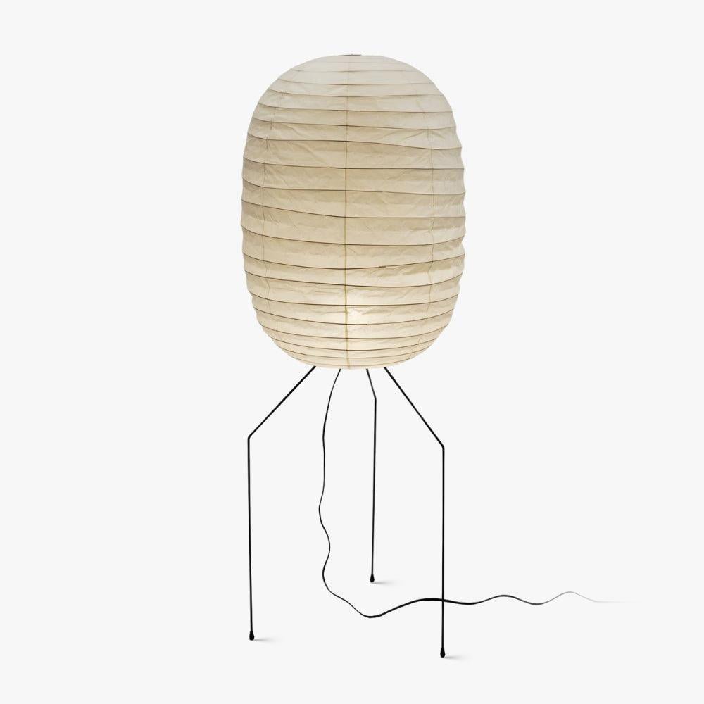 Rice Paper Lantern Floor Lamp - Contemporary Oval Lamp for Entryway