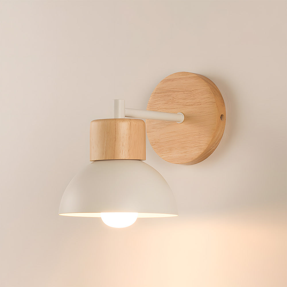 Modern Wooden Wall Light - Semicircular lampshade Fixture for Bedroom