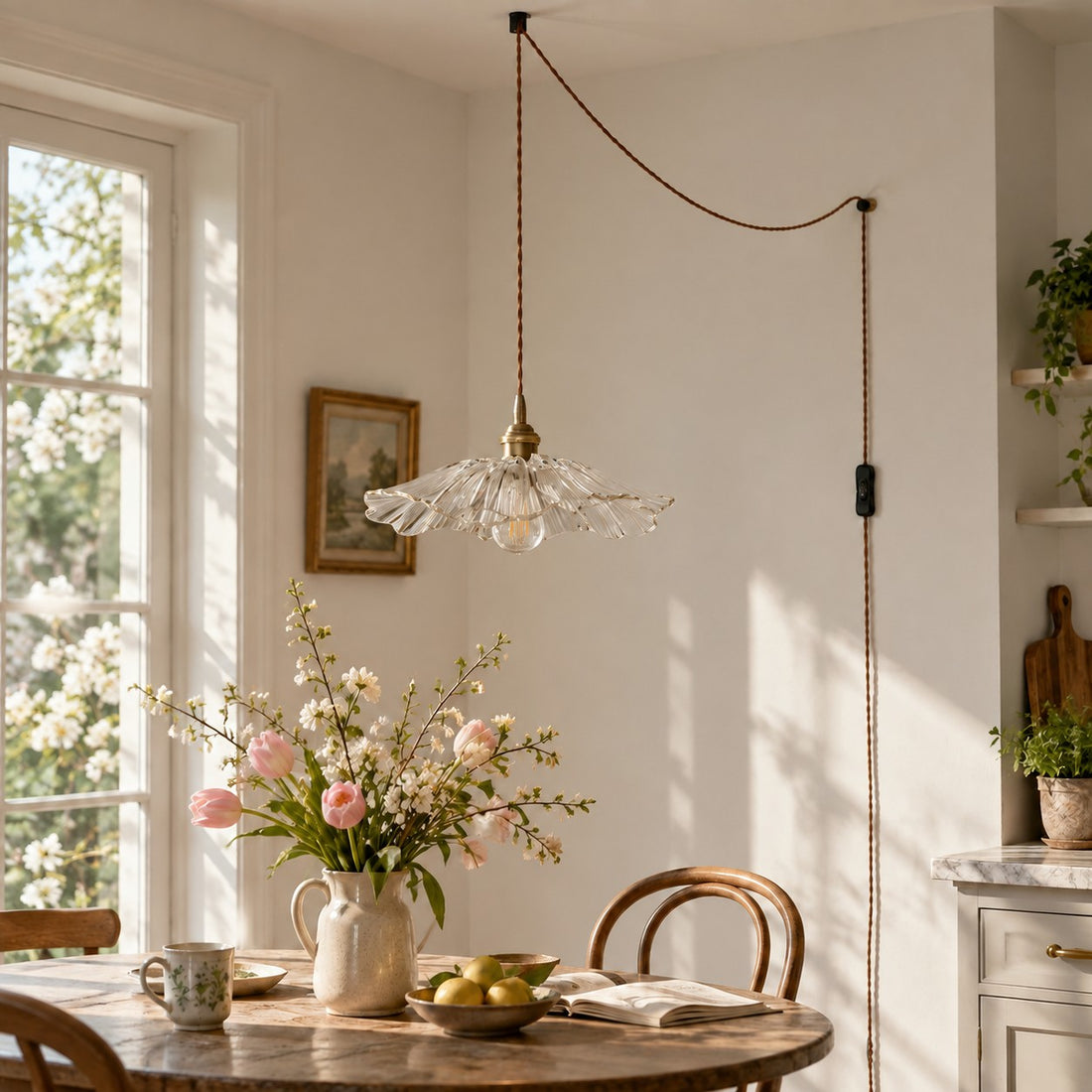 Petal Glass Plug-In Pendant