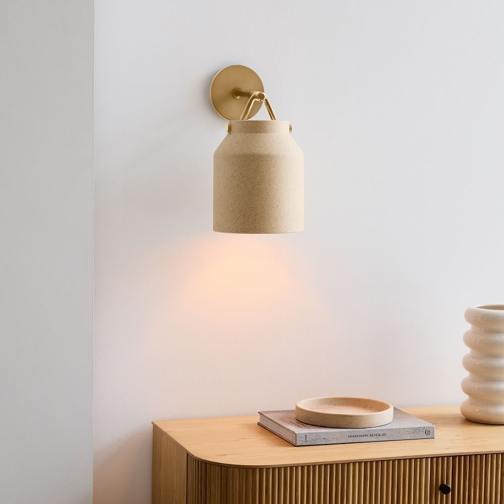 Hanton Brass Damp Rated Sconce - Modern Glass Wall Light for Bathroom