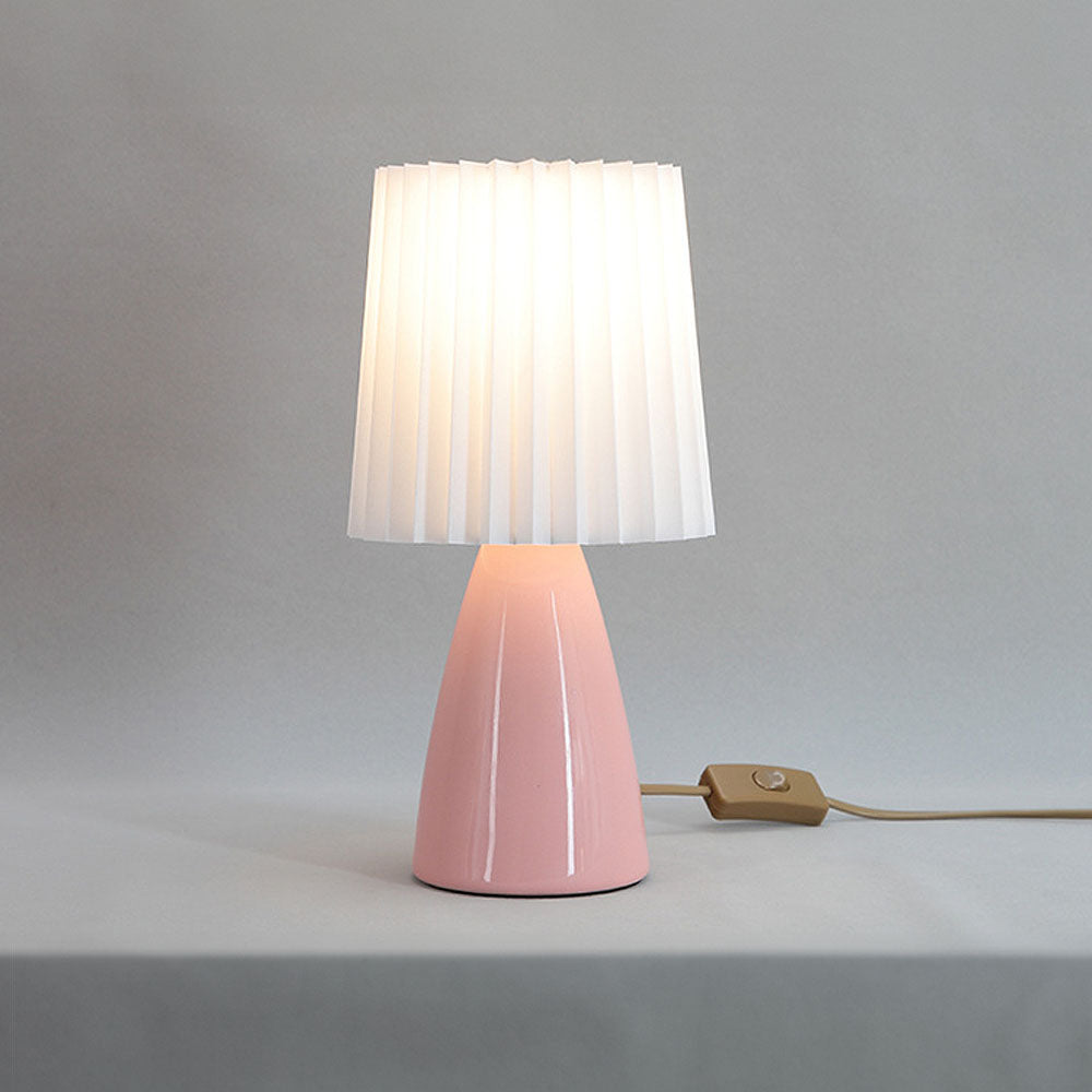 Modern Mini Table Lamp - Simple Fabric Shade with Metal Base