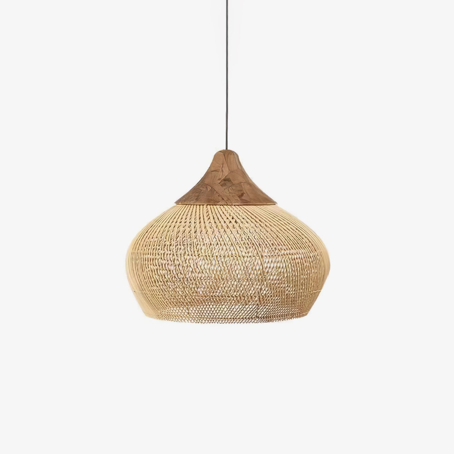 Woven Rattan Wood Plug-In Pendant Light