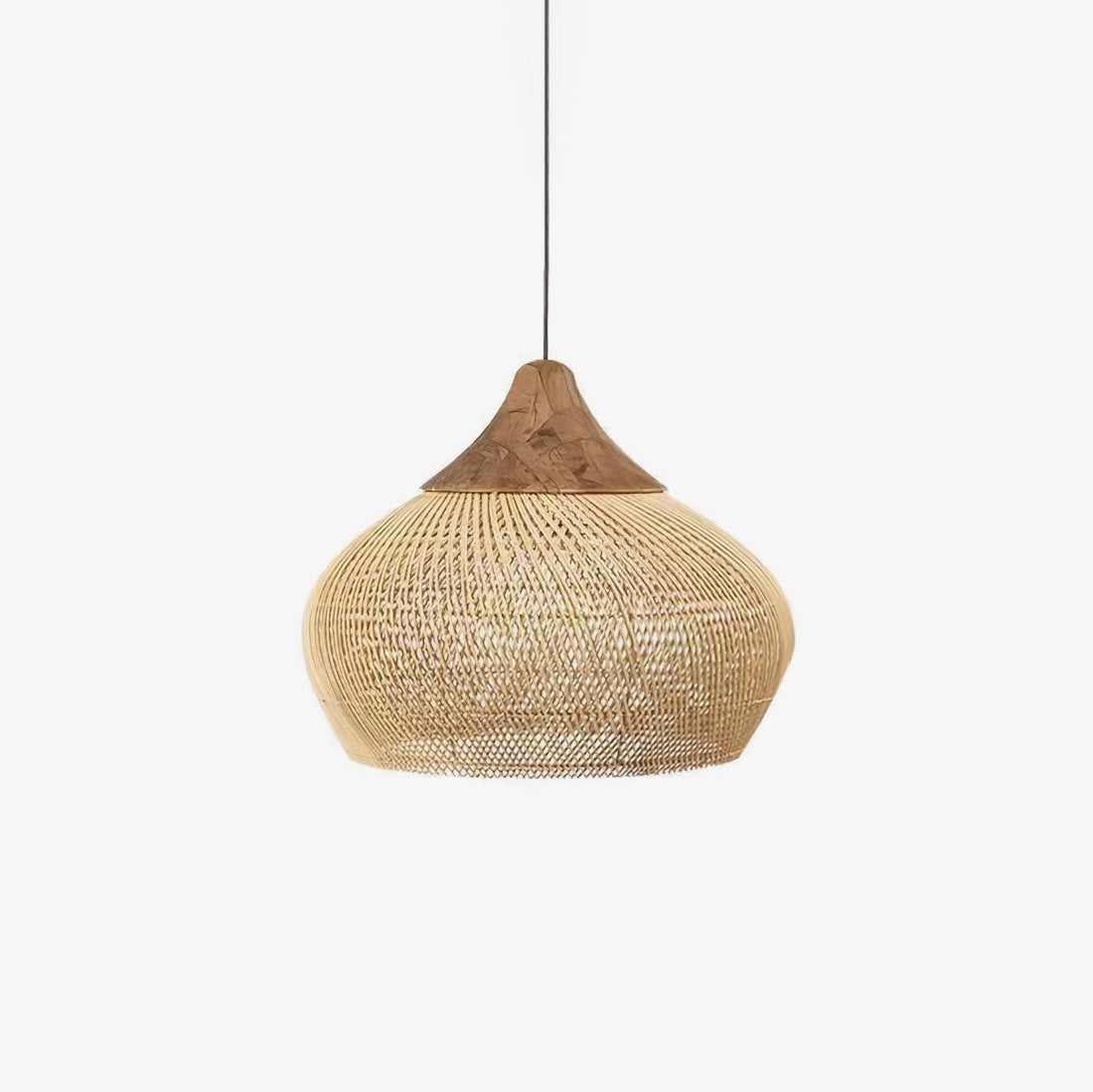 Woven Rattan Wood Plug-In Pendant Light