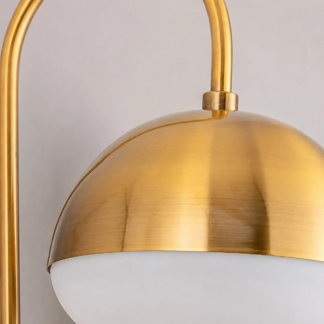 Metal shade and milk glass globe detail