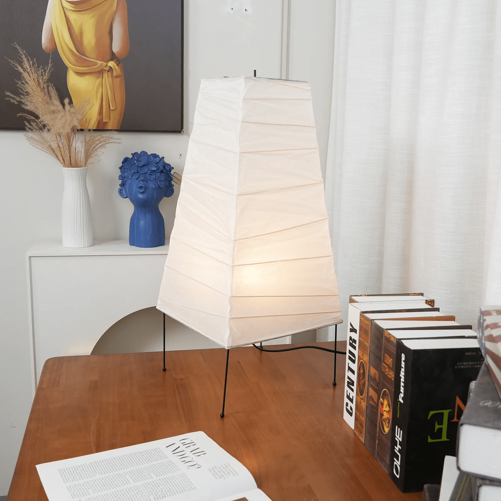 Tischlampe aus Washi-Papier – Elegantes Licht mit Bambusrahmen für das Wohnzimmer