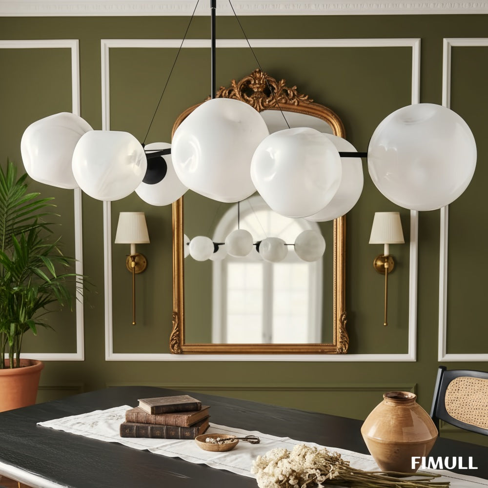 Pawrior Mehrköpfiger Kugel-Kronleuchter aus organischem Glas – Modernes Zweiglicht im Wolkendesign