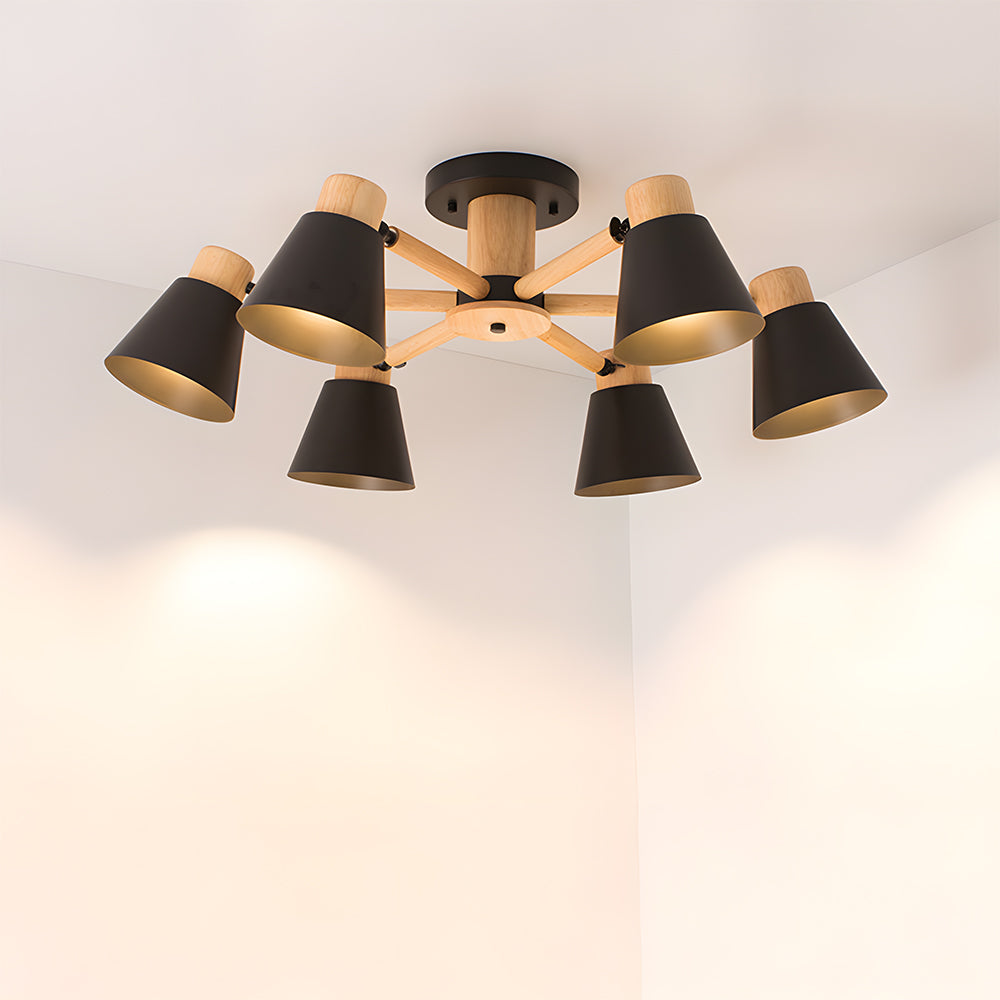 Wooden Ceiling Light - Flush Mount Living Room Lamp Natural