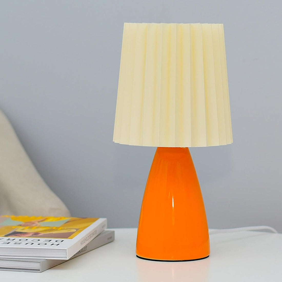 Modern Mini Table Lamp - Simple Fabric Shade with Metal Base