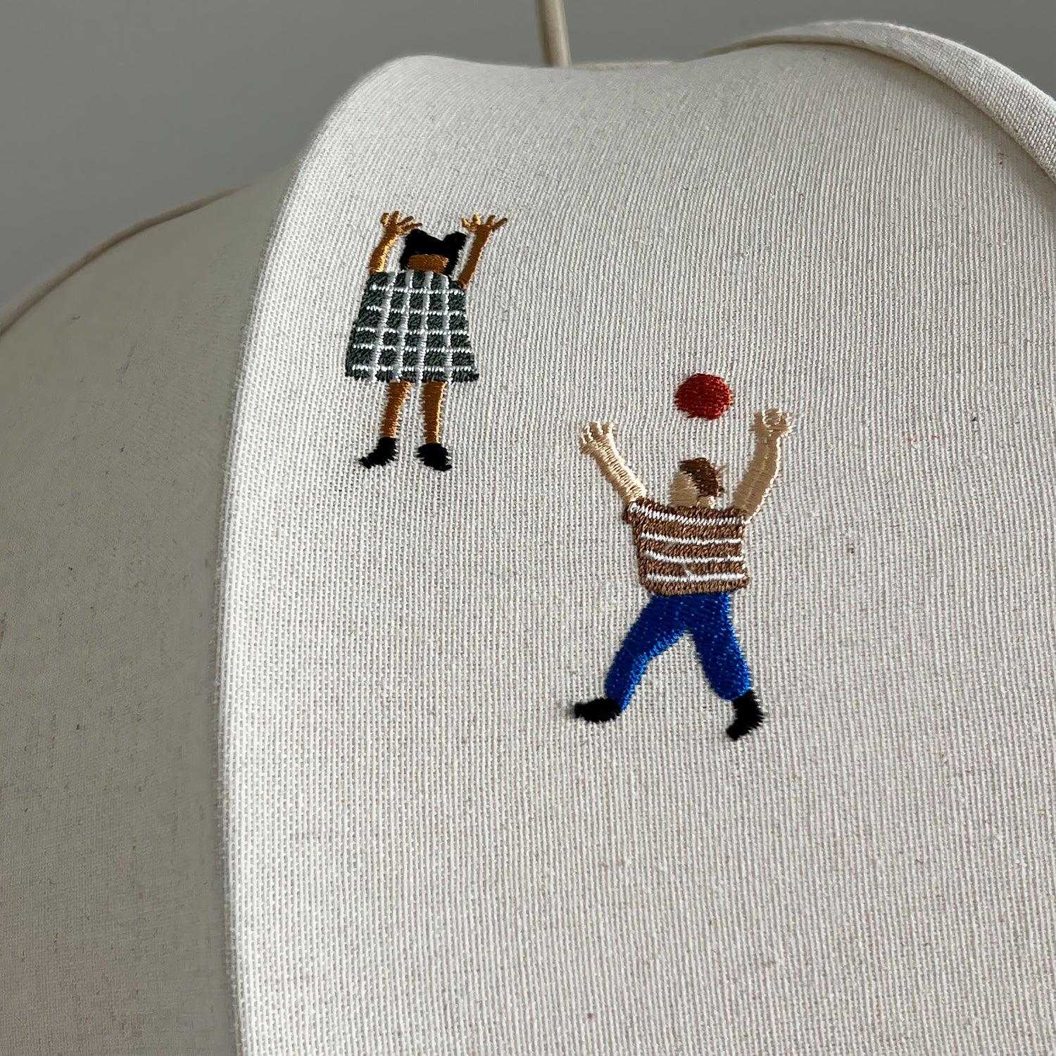 Bunte Baumwoll-Szenenpendelleuchte mit Stecker