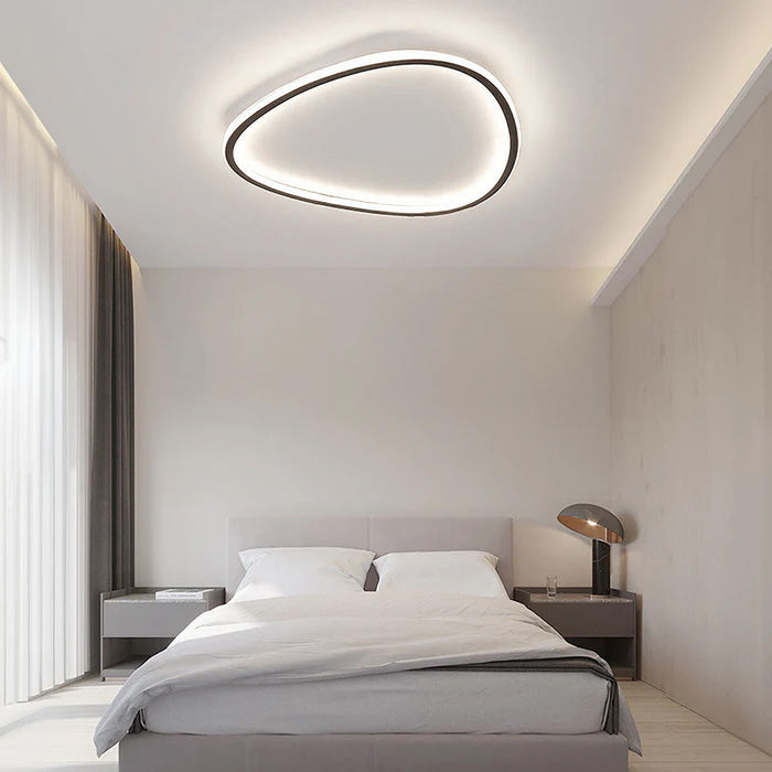 Nordic LED Ceiling Light - Black Oval Design Lamp for Modern Bedroom