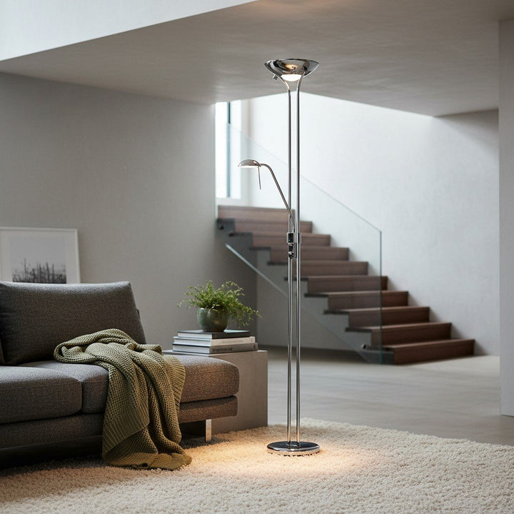 Linexis Art Deco Metal & Opal Glass Floor Lamp – Dual-Light Design for Modern Interiors