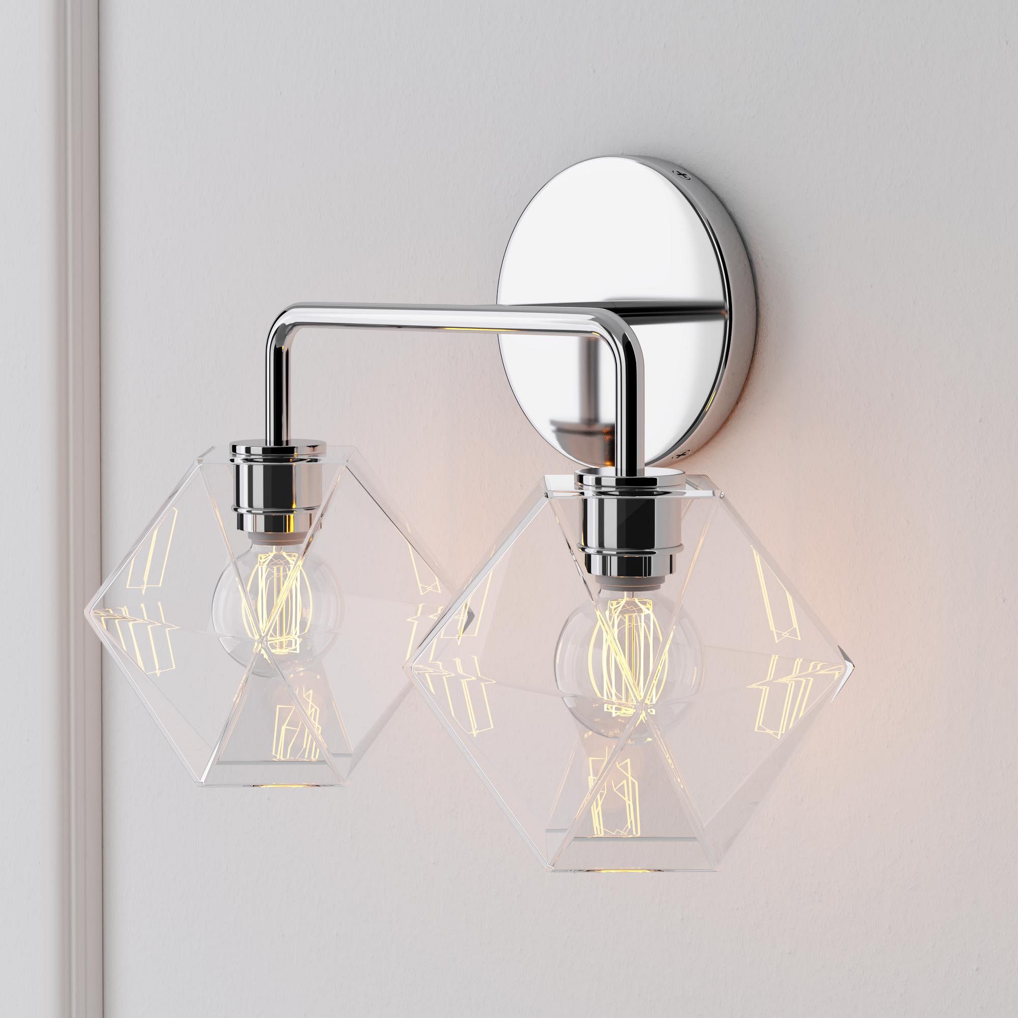 Talvior Geometric Modern Bathroom Sconce - Faceted Shade Light in Luxe Finishes