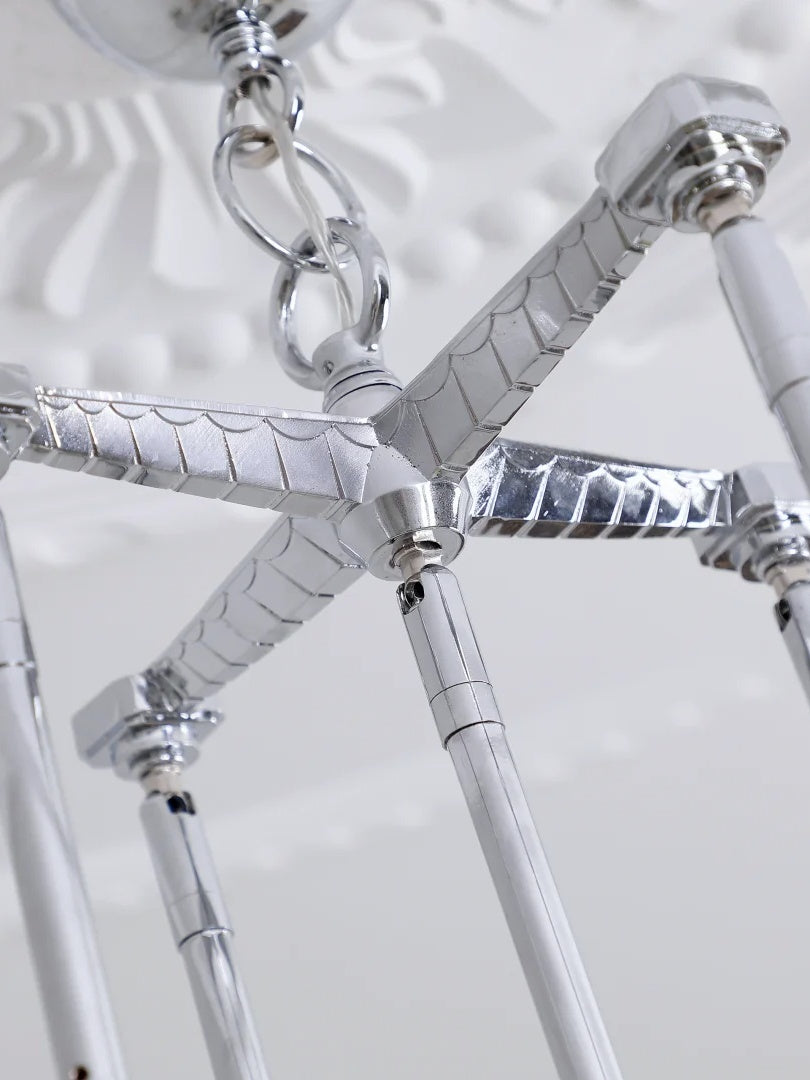 Art Deco Astris Star Kronleuchter - Milchglas-Dekoleuchte für Esszimmer 