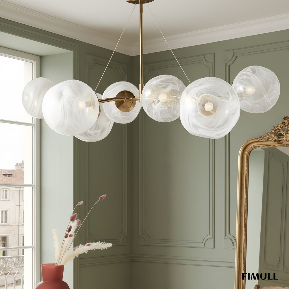 Pawrior Mehrköpfiger Kugel-Kronleuchter aus organischem Glas – Modernes Zweiglicht im Wolkendesign