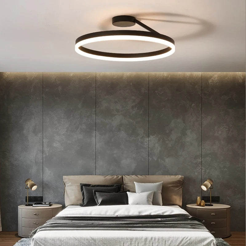 Metal Circle Ceiling Light - Minimalist LED Lamp for Living Room