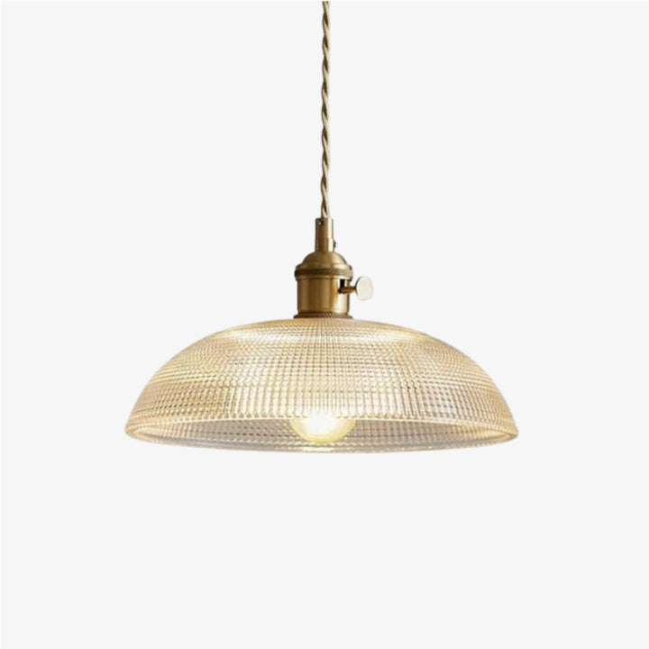 Solrib Nordic Vintage Metal Glass Ribbed Bowl Pendant Light – Home Decor Illumination