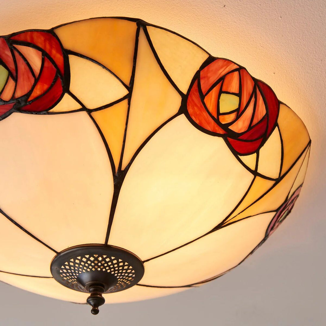 TF Ingram Handcrafted Stained Glass Ceiling Lamp – Vintage Art Deco Tiffany Light for Dining Room